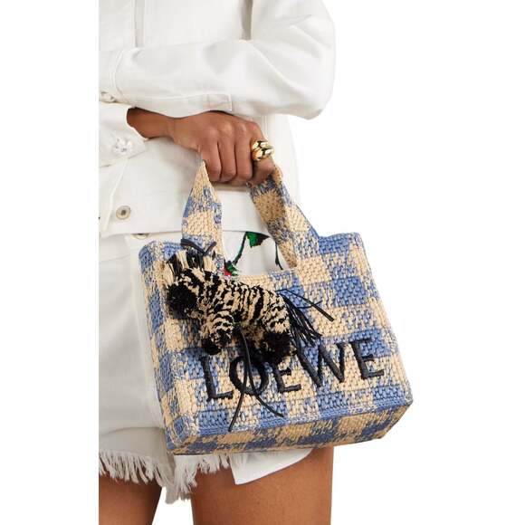 Loewe - Paula’s Ibiza Zebra Leather-Trimmed Raffia Charm - Picture 2 of 3
